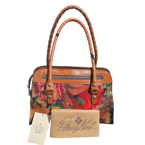 Patricia Nash Handbags - NWT Patricia Nash 15th Anniversary Malvizza Satchel Bag — Spring Floral Leather